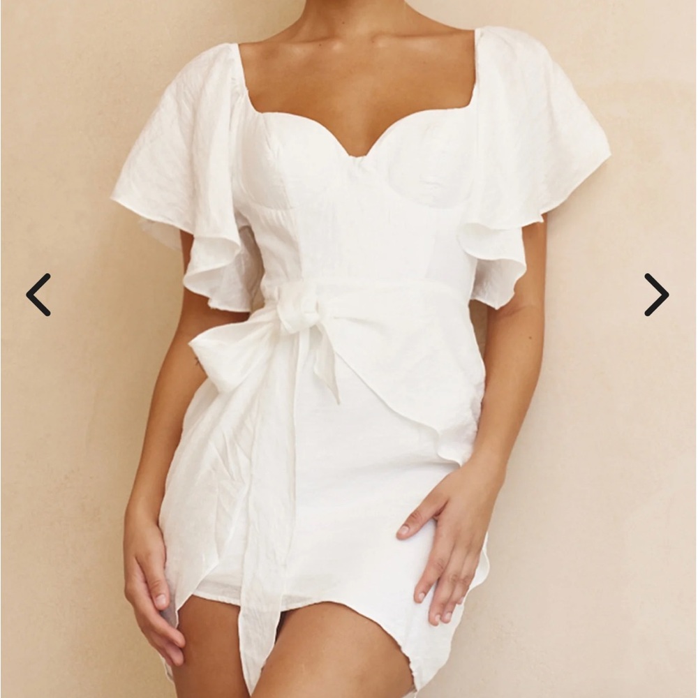 Selfie Leslie White Ruffle Dress